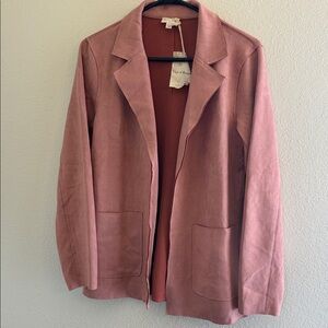 S+M Hem & Thread Cozy Suede like Women's Pink Blazer Jacket